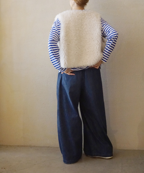 JOURNAL STANDARD LUXE(ジャーナルスタンダード ラックス)の「10OZ タックワイドパンツ(デニムパンツ・レディース・ネイビー・FREE)」の3枚目の写真