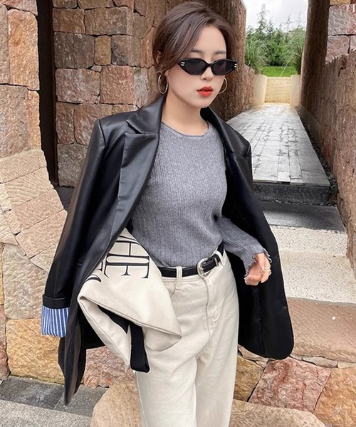 DAY CLOSET(デイ クローゼット)の「レディース オンオフ問わず着られる上品ニット。長袖メロウフリルニットトップス(ニット/セーター・レディース・ホワイト/グレー/ブラック/アイボリー・FREE)」の14枚目の写真
