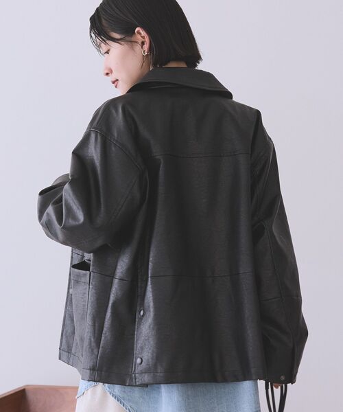 AMERICAN HOLIC(アメリカンホリック)の「フェイクレザーカバーオール(その他アウター・レディース・ダークブラウン/ブラック・M/L)」の7枚目の写真