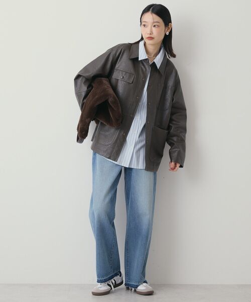 ♡Ameri ♡ フェイクレザージャケット アイボリー　M ♡Ameri ♡ フェイクレザージャケット アイボリー M ♡Ameri