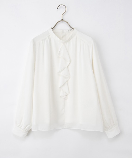Honeys(ハニーズ)の「【ハニぽか】あったか裏地ラッフルブラウス(シャツ/ブラウス・レディース・アイボリー/グレイッシュベージュ/イエロー/ネイビー/ラベンダー・3L/L/LL/M/S)」の19枚目の写真