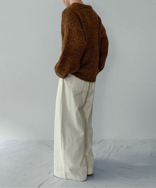 on:nue（オンニュ）の「【on:nue】[着用動画あり！/ ユニセックス] メランジクルーネックオーバーニット（ニット/セーター・レディース・イエロー/ブラウン/グレー・FREE）」の16枚目の写真