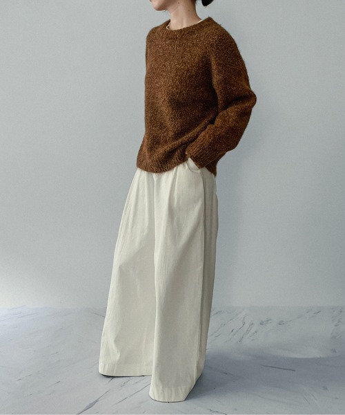 on:nue（オンニュ）の「【on:nue】[着用動画あり！/ ユニセックス] メランジクルーネックオーバーニット（ニット/セーター・レディース・イエロー/ブラウン/グレー・FREE）」の14枚目の写真