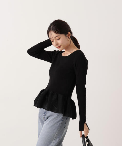 PROPORTION BODY DRESSING（プロポーションボディドレッシング）の「ペプラムリブニット / 1215270120（ニット/セーター・レディース・ブラック/ホワイト/ベージュ・FREE）」の18枚目の写真