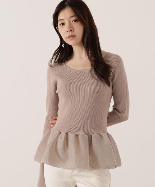 PROPORTION BODY DRESSING（プロポーションボディドレッシング）の「ペプラムリブニット / 1215270120（ニット/セーター・レディース・ブラック/ホワイト/ベージュ・FREE）」の6枚目の写真