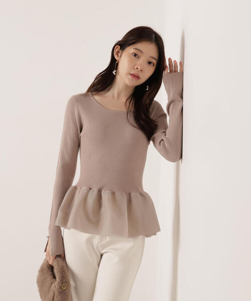 PROPORTION BODY DRESSING（プロポーションボディドレッシング）の「ペプラムリブニット / 1215270120（ニット/セーター・レディース・ブラック/ホワイト/ベージュ・FREE）」の7枚目の写真