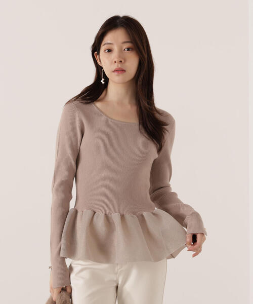 PROPORTION BODY DRESSING（プロポーションボディドレッシング）の「ペプラムリブニット / 1215270120（ニット/セーター・レディース・ブラック/ホワイト/ベージュ・FREE）」の3枚目の写真