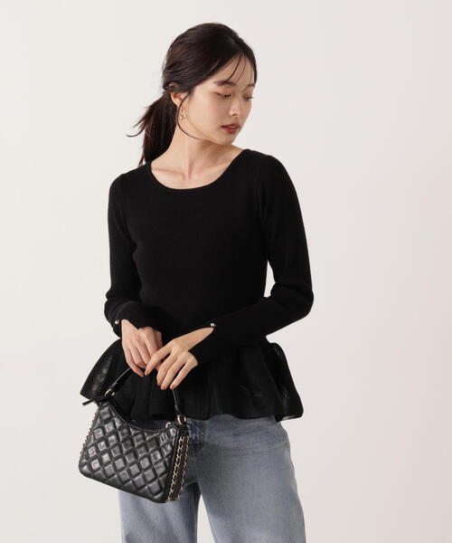 PROPORTION BODY DRESSING（プロポーションボディドレッシング）の「ペプラムリブニット / 1215270120（ニット/セーター・レディース・ブラック/ホワイト/ベージュ・FREE）」の2枚目の写真