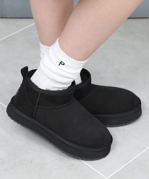 PINKHUNT(ピンクハント)の「PINKHUNT ピンクハント フェイクムートンブーツ 1105(ブーツ・キッズ・ブラック/ベージュ・S size/M size/L size)」の1枚目の写真