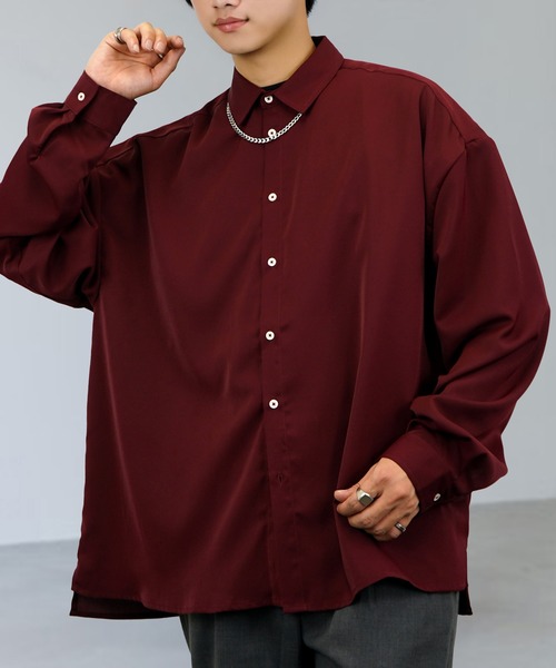 L'atelier(ラトリエ)の「バルーン袖 ルーズ レギュラーカラー シャツ ドレープ ボリューム袖 ワイド シルエット(シャツ/ブラウス・メンズ・チョコ/バーガンディー/ブラック系/ホワイト/ブラック・M/L)」の5枚目の写真