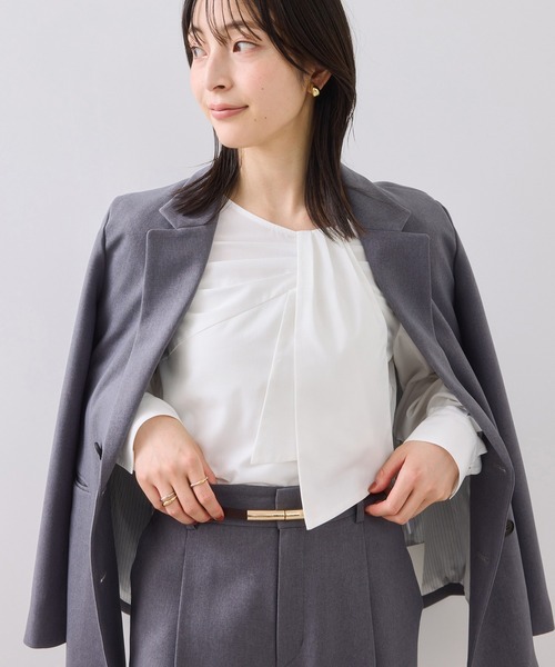 VIS（ビス）の「フロントねじりデザインブラウス（シャツ/ブラウス・レディース・オフホワイト/ブラック/ブルー系その他4・FREE）」の21枚目の写真