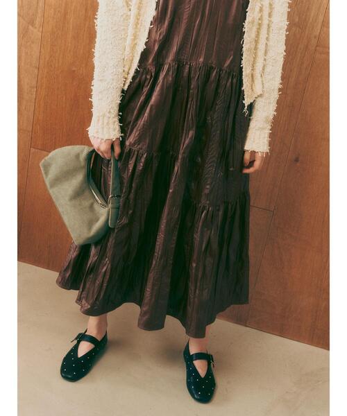 Te chichi TERRASSE（テチチテラス）の「しわ加工フェイクレザーキャミワンピース《2025autumn catalog item》（ワンピース・レディース・ブラウン/ブラック・F）」の3枚目の写真