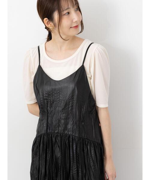 Te chichi TERRASSE（テチチテラス）の「しわ加工フェイクレザーキャミワンピース《2025autumn catalog item》（ワンピース・レディース・ブラウン/ブラック・F）」の5枚目の写真