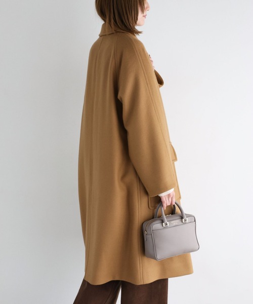 BABYLONE（バビロン）の「ダブルメルトンステンカラーコート（ステンカラーコート・レディース・グレイッシュブルー/キャメル・フリー）」の12枚目の写真