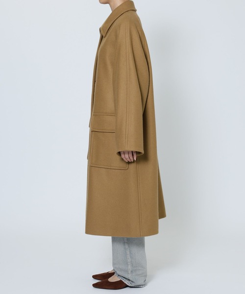 BABYLONE（バビロン）の「ダブルメルトンステンカラーコート（ステンカラーコート・レディース・グレイッシュブルー/キャメル・フリー）」の17枚目の写真