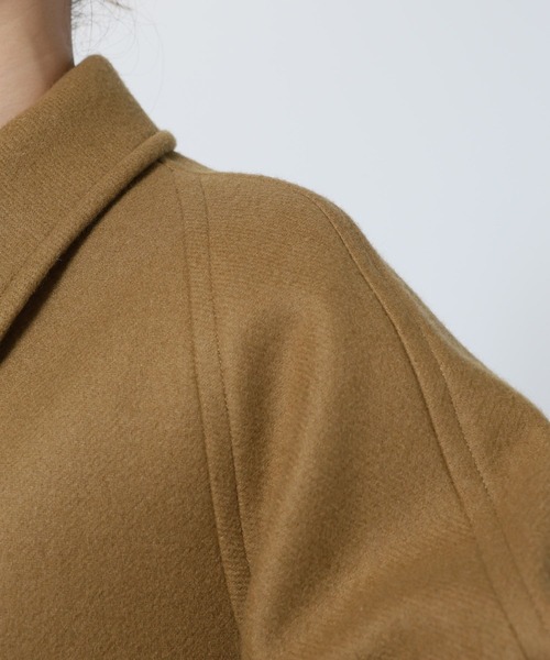 BABYLONE（バビロン）の「ダブルメルトンステンカラーコート（ステンカラーコート・レディース・グレイッシュブルー/キャメル・フリー）」の22枚目の写真