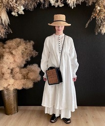 へ*可様 コムデギャルソン ロングワンピース リネン100 麻 ベージュ ドット コットンリネンワンピース 夏ワンピース Vネックロングワンピース[品番