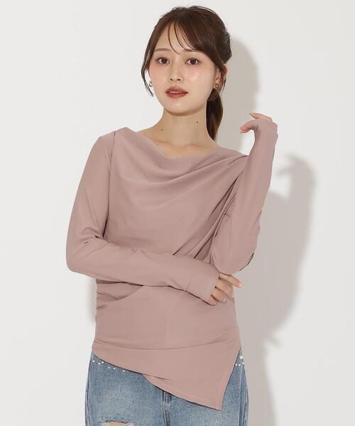 AND COUTURE（アンドクチュール）の「ドレープカットソー（Tシャツ/カットソー・レディース・ダークブラウン/ピンク/ブラック・FREE）」の3枚目の写真