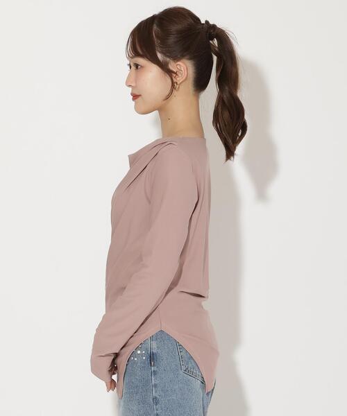 AND COUTURE（アンドクチュール）の「ドレープカットソー（Tシャツ/カットソー・レディース・ダークブラウン/ピンク/ブラック・FREE）」の4枚目の写真