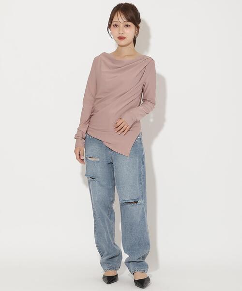 AND COUTURE（アンドクチュール）の「ドレープカットソー（Tシャツ/カットソー・レディース・ダークブラウン/ピンク/ブラック・FREE）」の9枚目の写真