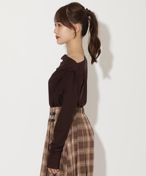 AND COUTURE（アンドクチュール）の「ドレープカットソー（Tシャツ/カットソー・レディース・ダークブラウン/ピンク/ブラック・FREE）」の10枚目の写真