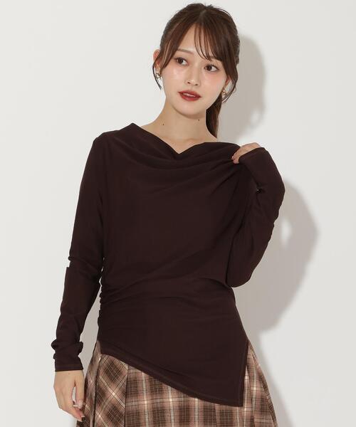 AND COUTURE（アンドクチュール）の「ドレープカットソー（Tシャツ/カットソー・レディース・ダークブラウン/ピンク/ブラック・FREE）」の12枚目の写真