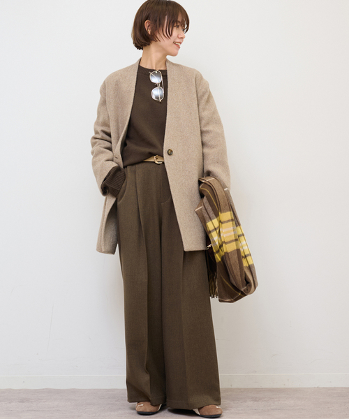 JOURNAL STANDARD relume（ジャーナルスタンダード　レリューム）の「尾州ウールシャギージャケットコート（その他アウター・レディース・ブラウン/ベージュ・FREE）」の9枚目の写真