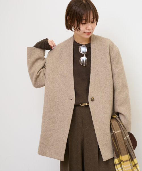 JOURNAL STANDARD relume（ジャーナルスタンダード　レリューム）の「尾州ウールシャギージャケットコート（その他アウター・レディース・ブラウン/ベージュ・FREE）」の12枚目の写真