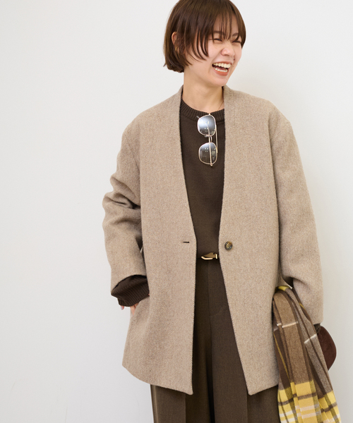 JOURNAL STANDARD relume（ジャーナルスタンダード　レリューム）の「尾州ウールシャギージャケットコート（その他アウター・レディース・ブラウン/ベージュ・FREE）」の13枚目の写真