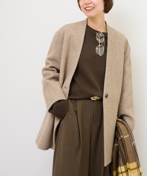 JOURNAL STANDARD relume（ジャーナルスタンダード　レリューム）の「尾州ウールシャギージャケットコート（その他アウター・レディース・ブラウン/ベージュ・FREE）」の14枚目の写真