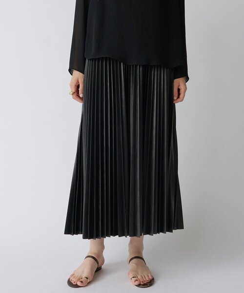 Drawing Numbers（ドローイング ナンバーズ）の「【Drawing Numbers】エコレザープリーツスカート（スカート・レディース・ブラック/ゴールド・38/36）」の3枚目の写真