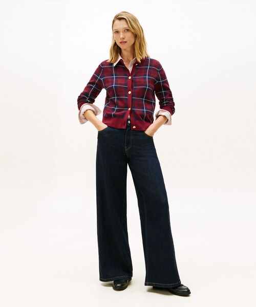 TOMMY HILFIGER（トミーヒルフィガー）の「タータンフラッグジャカードクルーネックカーディガン（ニット/セーター・レディース・ボルドー・XX-SMALL/X-SMALL）」の3枚目の写真