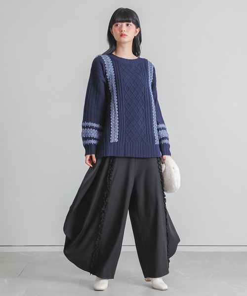 somari imagination(ソマリ イマジネーション)の「『レースデザインモヘヤタッチケーブルニット』(ニット/セーター・レディース・チャコールグレー/ネイビー・FREE)」の18枚目の写真