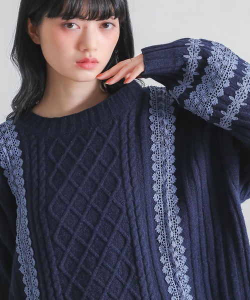 somari imagination(ソマリ イマジネーション)の「『レースデザインモヘヤタッチケーブルニット』(ニット/セーター・レディース・チャコールグレー/ネイビー・FREE)」の17枚目の写真