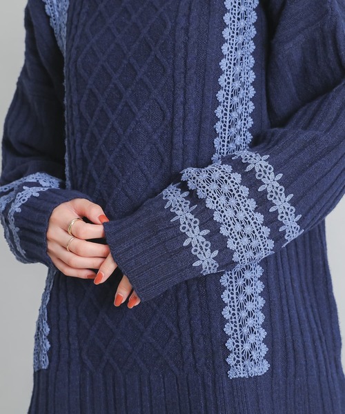 somari imagination(ソマリ イマジネーション)の「『レースデザインモヘヤタッチケーブルニット』(ニット/セーター・レディース・チャコールグレー/ネイビー・FREE)」の12枚目の写真