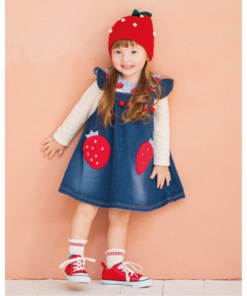 セール】イチゴポケットジャンパースカート（ジャンパースカート