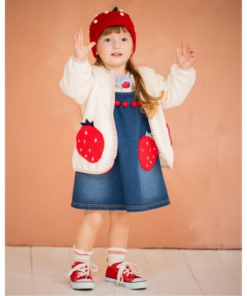 baby cheer（ベイビーチアー）の「イチゴポケットジャンパースカート（ジャンパースカート・キッズ・ネイビー・80ｃｍ/90cm/110cm/120cm/100cm）」の10枚目の写真