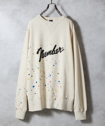 NUMBER (N)INE | HAND PAINTED VINTAGE GAZETTE CREWNECK SWEATSHIRT(OATMEAL) / ハンドペイントヴィンテージ ガゼット クルーネック スウェット(スウェット)