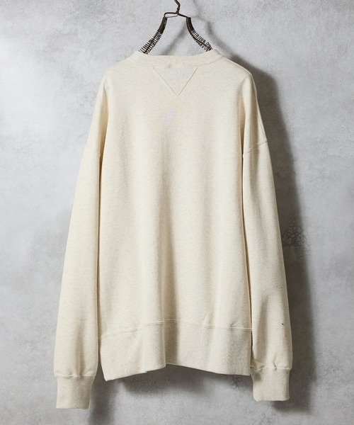 HAND PAINTED VINTAGE GAZETTE CREWNECK SWEATSHIRT(OATMEAL) / ハンド