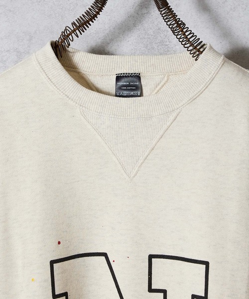HAND PAINTED VINTAGE GAZETTE CREWNECK SWEATSHIRT(OATMEAL) / ハンド