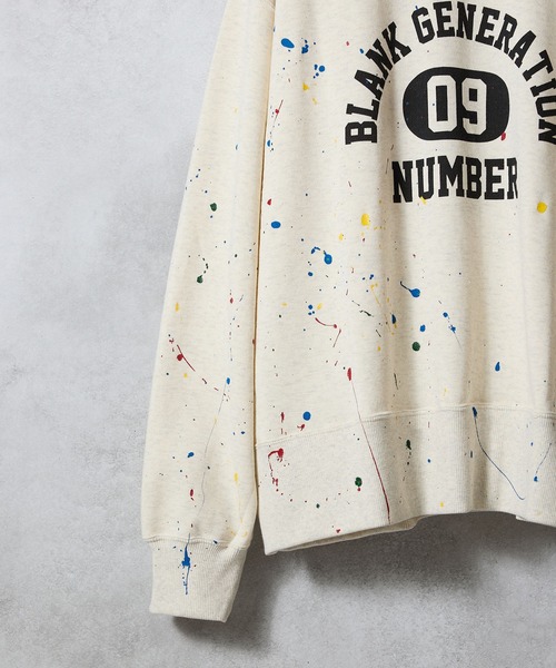 HAND PAINTED VINTAGE GAZETTE CREWNECK SWEATSHIRT(OATMEAL) / ハンド