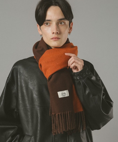 RAGEBLUE（レイジブルー）の「【WASHABLE】REVERSIBLE CASHMERE TOUCH MUFFLER / リバーシブル/カシミヤタッチマフラー（マフラー・メンズ・ダークグリーン/ダークブラウン/ワインレッド/ダークグレー/ネイビー・FREE）」の3枚目の写真