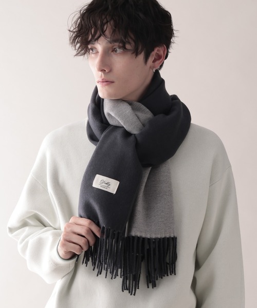 RAGEBLUE（レイジブルー）の「【WASHABLE】REVERSIBLE CASHMERE TOUCH MUFFLER / リバーシブル/カシミヤタッチマフラー（マフラー・メンズ・ダークグリーン/ダークブラウン/ワインレッド/ダークグレー/ネイビー・FREE）」の2枚目の写真