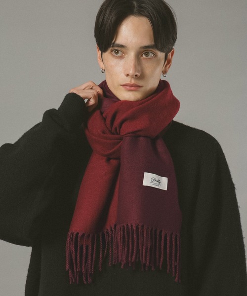 RAGEBLUE（レイジブルー）の「【WASHABLE】REVERSIBLE CASHMERE TOUCH MUFFLER / リバーシブル/カシミヤタッチマフラー（マフラー・メンズ・ダークグリーン/ダークブラウン/ワインレッド/ダークグレー/ネイビー・FREE）」の5枚目の写真