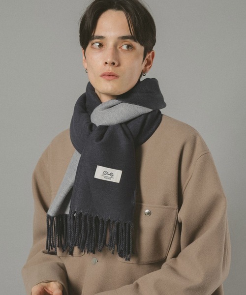 RAGEBLUE（レイジブルー）の「【WASHABLE】REVERSIBLE CASHMERE TOUCH MUFFLER / リバーシブル/カシミヤタッチマフラー（マフラー・メンズ・ダークグリーン/ダークブラウン/ワインレッド/ダークグレー/ネイビー・FREE）」の7枚目の写真