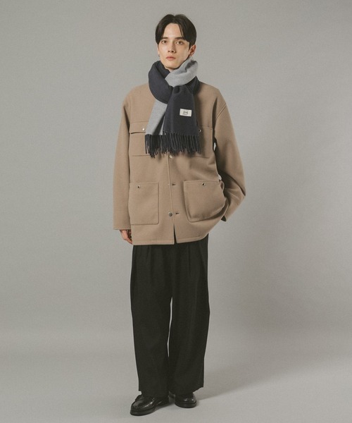 RAGEBLUE（レイジブルー）の「【WASHABLE】REVERSIBLE CASHMERE TOUCH MUFFLER / リバーシブル/カシミヤタッチマフラー（マフラー・メンズ・ダークグリーン/ダークブラウン/ワインレッド/ダークグレー/ネイビー・FREE）」の9枚目の写真