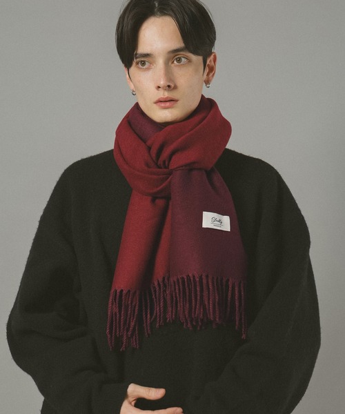 RAGEBLUE（レイジブルー）の「【WASHABLE】REVERSIBLE CASHMERE TOUCH MUFFLER / リバーシブル/カシミヤタッチマフラー（マフラー・メンズ・ダークグリーン/ダークブラウン/ワインレッド/ダークグレー/ネイビー・FREE）」の11枚目の写真