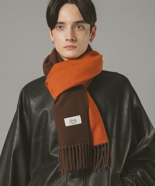 RAGEBLUE（レイジブルー）の「【WASHABLE】REVERSIBLE CASHMERE TOUCH MUFFLER / リバーシブル/カシミヤタッチマフラー（マフラー・メンズ・ダークグリーン/ダークブラウン/ワインレッド/ダークグレー/ネイビー・FREE）」の14枚目の写真