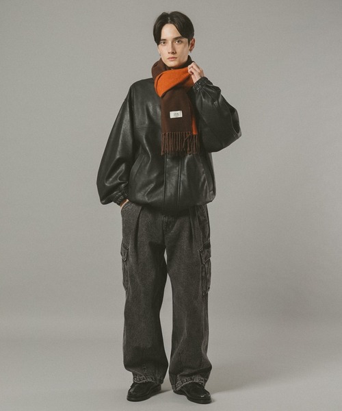 RAGEBLUE（レイジブルー）の「【WASHABLE】REVERSIBLE CASHMERE TOUCH MUFFLER / リバーシブル/カシミヤタッチマフラー（マフラー・メンズ・ダークグリーン/ダークブラウン/ワインレッド/ダークグレー/ネイビー・FREE）」の17枚目の写真