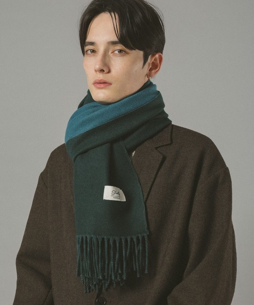 RAGEBLUE（レイジブルー）の「【WASHABLE】REVERSIBLE CASHMERE TOUCH MUFFLER / リバーシブル/カシミヤタッチマフラー（マフラー・メンズ・ダークグリーン/ダークブラウン/ワインレッド/ダークグレー/ネイビー・FREE）」の18枚目の写真